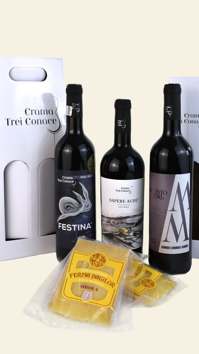 3 Vinuri roșii & Brânză de vaci  maturată